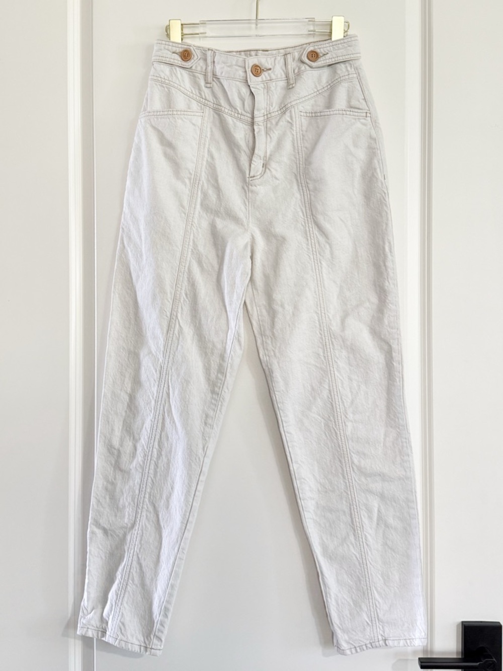 Free People We The Free City of Lights Seamed Jeans Size 28 Ecru